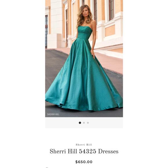 Sherri Hill 54325 Emerald Green Bedazzled Ball Gown Dress Sz 10 Prom Pageant - Picture 1 of 11